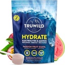 TruWild Natural Hydration Powder with Zero Sugar, Vegan Electrolytes + Amino Acids, Recovery Drink for Everyday Use, Post Workout Muscle Support Supplement with Magnesium (Passionfruit Guava)