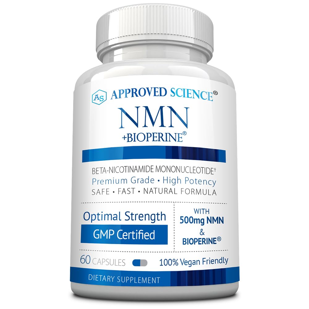 Approved Science NMN - 500mg Stable Beta NMN with BioPerine - Cellular Energy, Healthy Aging - Pack of 1 - Made in USA - Vegan