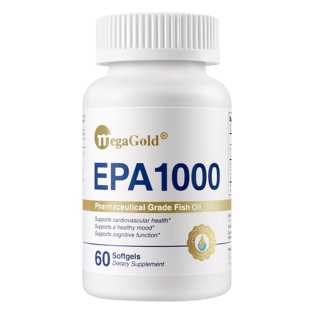 Fish Oil Omega 3 Supplements EPA 1000mg - Omega-3 Fatty Acids, 1000mg Burpless Fish Oil for Men & Women, Pure Concentrated Supplement - 60 Mini Softgels