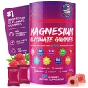 Magnesium Glycinate Gummies 600mg, High Absorption Magnesium Supplement with CoQ10, D3, B6, Pure Sugar Free Chewables Gummies for Women & Men Support Relax, Stress, Muscle & Bone, Raspberry, 120 Count