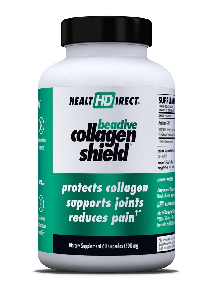 HEALTH DIRECT - BeActive Collagen Shield - 120 Kapseln - Advanced Green-Lipped Mussel Supplement for Collagen Protection - Unterstützt Kollagen in Haut, Gelenke und Muskeln
