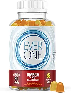 Omega Fish Oil Gummis für Erwachsene und Jugendliche mit DHA - Unterstützung Brain und Herz-Kreislauf-Ergänzung - Vegan, Gelatin Free, GMO Free - Köstliche Orange und Zitronen mit Omega 3, 6, und 9