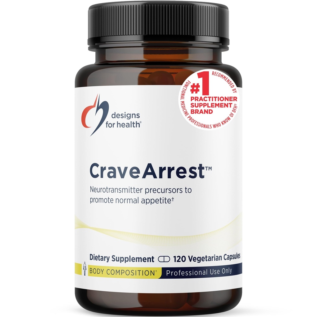 Designs für Health CraveArrest - L-Tyrosine Anti-Craving Support Supplement mit 5-HTP, B6, Rhodiola, B12 - Für Serotonin + Dopamine Support (120 Kapseln)