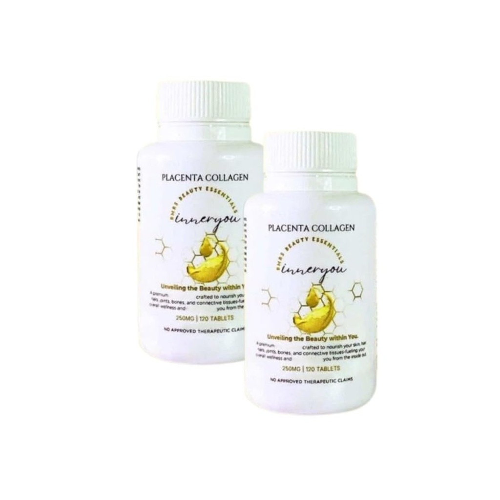 2 Bottles BMRS Beauty Essentials Inner You Placenta Collagen - 250mg, 120 Tablets