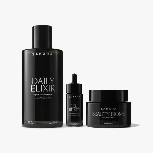 SAKARA Skin Fundamentals Bundle – Daily Elixir, Beauty Biome & Cell Reset Fulvic Acid Complex