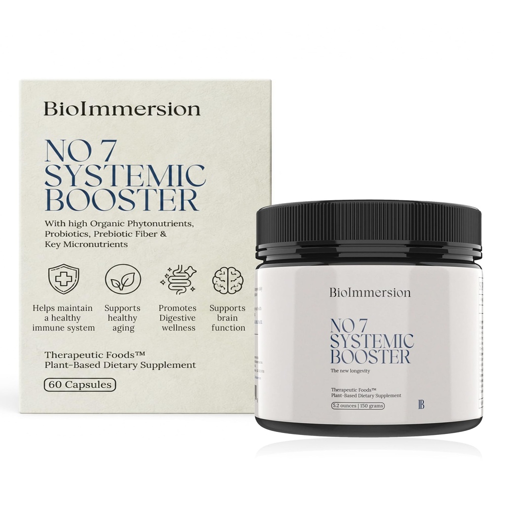 No 7 Systemic Booster – Supports Healthy Aging, Immune & Digestive Wellness w Organic Phytonutrients, Probiotics, Prebiotic Fiber & Key Micronutrients – Vegan, Non GMO – 150g Powder