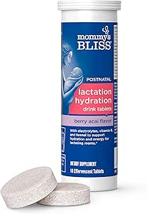 Mami's Bliss Lactation Trinken Tablets, Berry Acai Flavor, Elektrolyte + B Vitamine, 1 Packung (10 Tabletten)