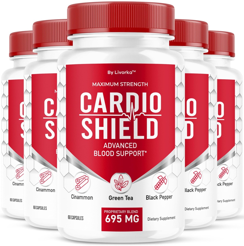 (5 Pack) Cardio Shield Capsules - Official Cardio Shield Supplement Support Vitamin Pills, All Natural Cardio Shield Advanced Premium Formula Wellness & Overal Health Review, 300 Capsules for 5 Months