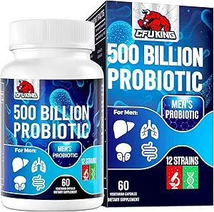Probiotics for Men, 500 Billion CFU & 12 Mens Probiotic for Digestive Health + 4 Organic Prebiotic Fiber, for Digestive, Gut, Immune Health, Bloating, Gas, Energy Support, Shelf Stable - 60 Kapseln