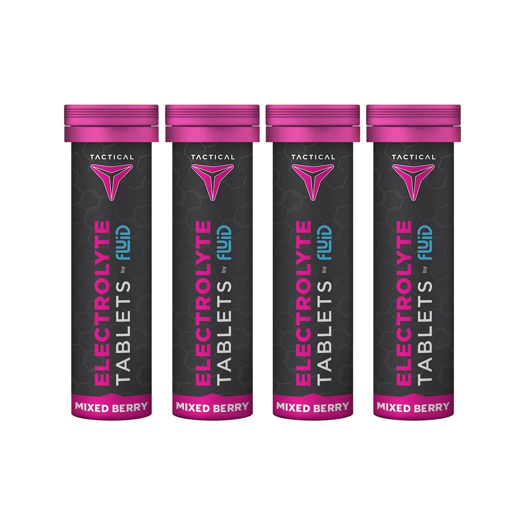 Flüssige taktische Effervescent Hydration Tablets, Elektrolyt-Ersatz- und Dehydrierungsvorbeugung, 4 Pack, 40 Servierungen (Mixed Berry)