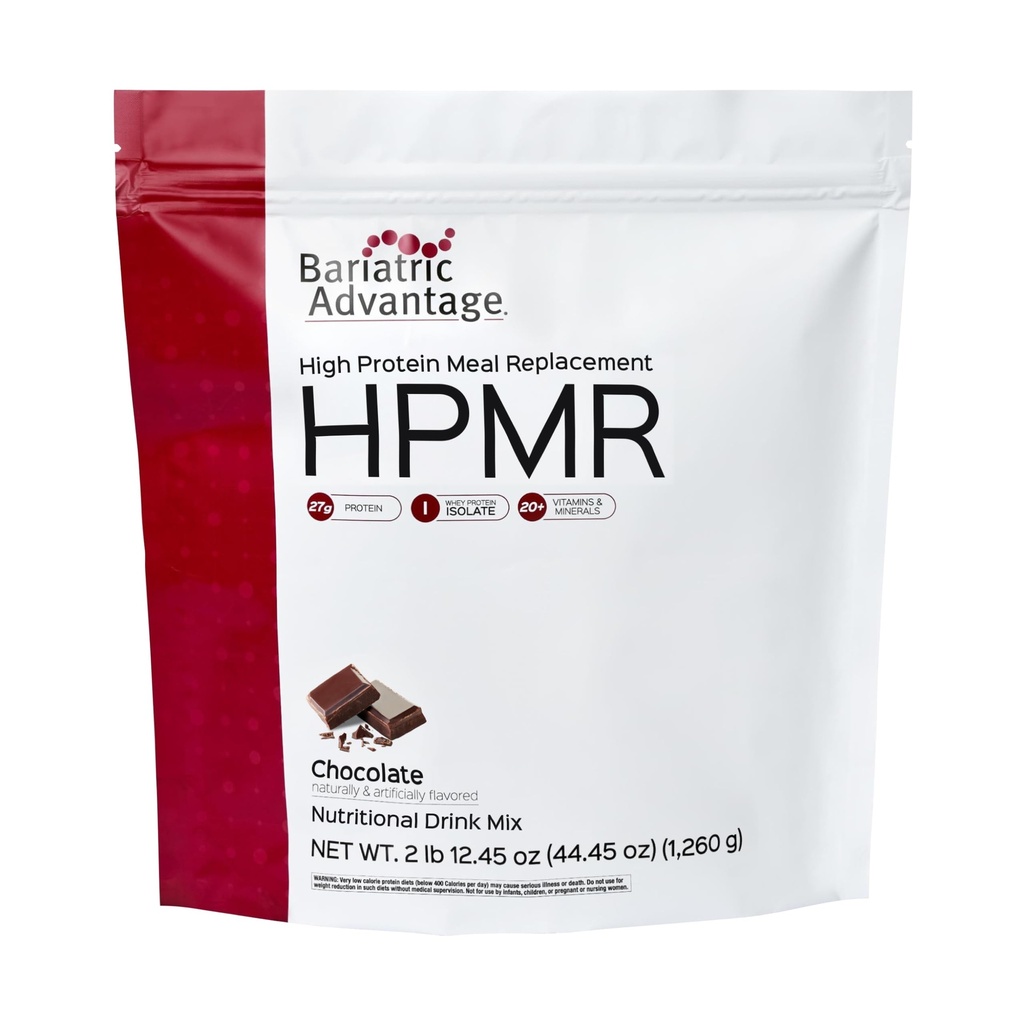 Bariatric Advantage High Protein Meal Replacement Drink Mix, Protein Powder Whey Isolate for Gastric Bypass and Sleeve Gastrectomy Patients, 27g Protein, Lactose Free - Chocolate - 28 Servings