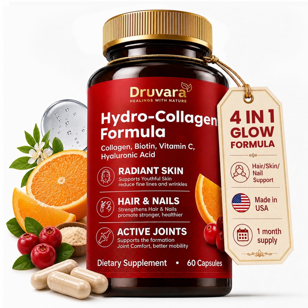 Hydrolyzed Collagen with Biotin & Vitamin C | Collagen Pills for Skin Hydration, Joint Comfort & Healthy-Looking Hair and Nails | Suitable for Women & Men | 60 Capsules