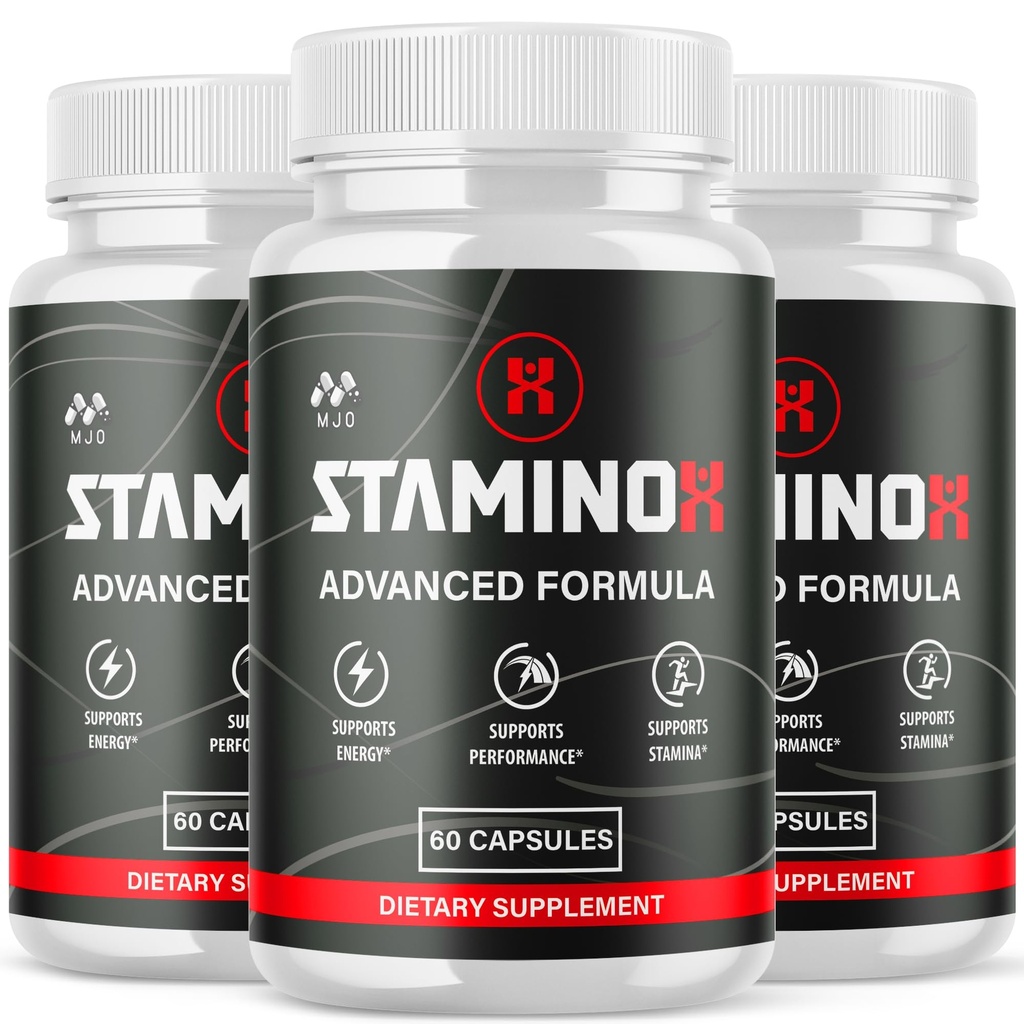 (3 Pack) Staminox Capsules, Official Staminox Pills with All Natural Ingredients, Advanced Overall Health & Wellness Vitamin Supplement Formula for Maximum Strength Multivitamin Support (180 Capsules)