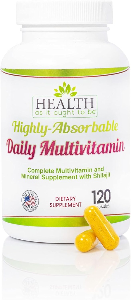 Gesundheit als es Ought zu sein Highly|Absorbable Daily Multivitamin mit Shilajit, MethylB12, Methylfolat und Vitamin K2 MK7 Supplement | 120 Kapseln