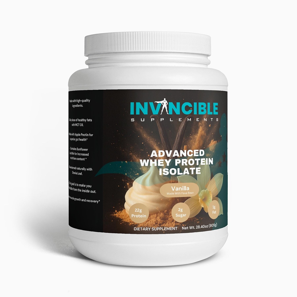 100% Whey Protein Isolate Vanilla, 22g Protein, MCT Oil, Digestive Support, Non-GMO, Lab Tested Muscle Recovery Shake