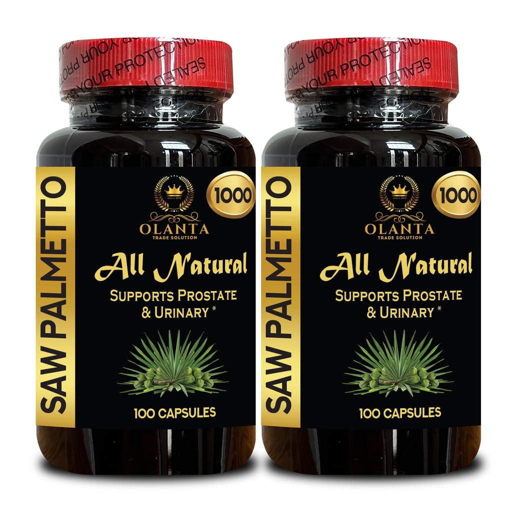 Saw Palmetto Extract 1000mg - Supports Male Urinary Health, Supports Prostate Gland Wellness & Daily Comfort & Ease - 2 Bottles 200 Capsules