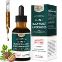 Black Walnut & Wormwood Extract Drops, 6-in-1 Herbal Supplement for Digestive Support & Intestinal Health. 4oz