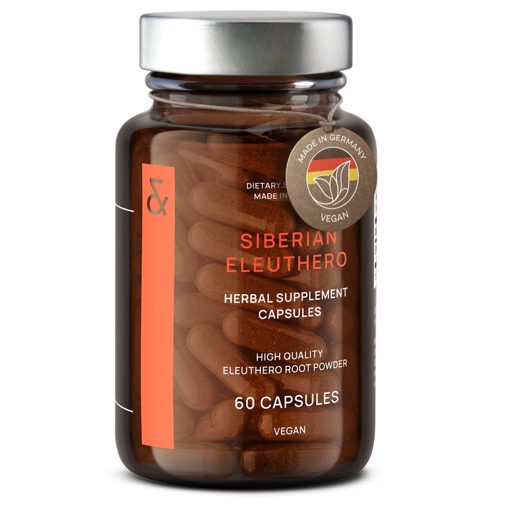 CLAV® Sibirische Ginseng - 900mg Eleuthero Wurzelpulver - Energieergänzung - Reduzierung von Müdigkeit und Müdigkeit - 60 Ginseng Kapseln - Made in Germany