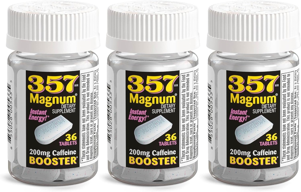 357 Magnum - Energie Tabletten mit Koffein - 36 Kapseln - 3 Packung