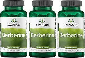 Swanson Berberine - Standardisiert 97% Berberine HCl- 400mg Jede - 60 Kapseln 3 Flaschen