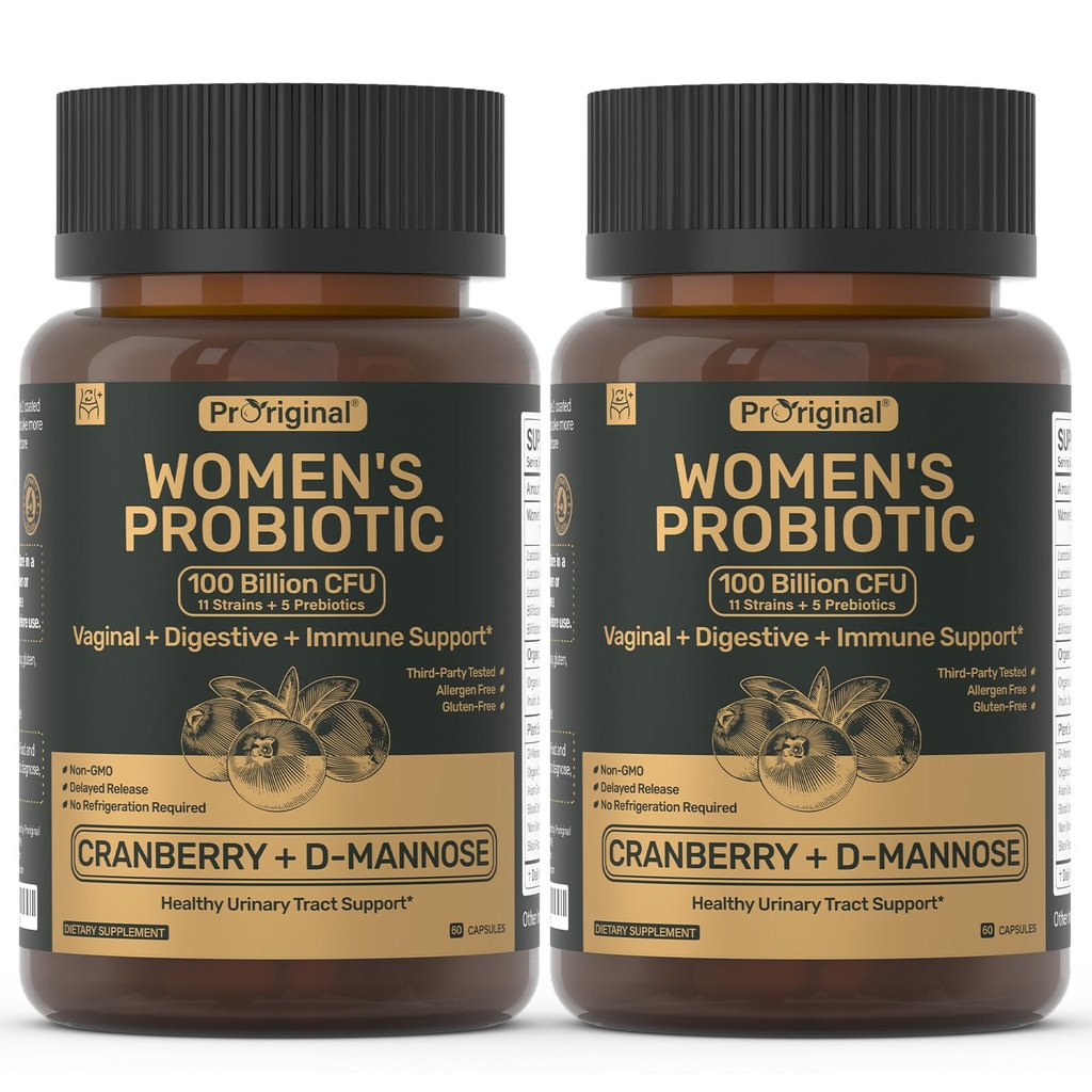 Probiotics for Women – Women’s Probiotic for Digestive, Vaginal, Urinary Health & pH Balance – 100 Billion CFU, 11 Strains with Organic Prebiotics, Cranberry Extract, D-Mannose – Non-GMO, 120 Caps