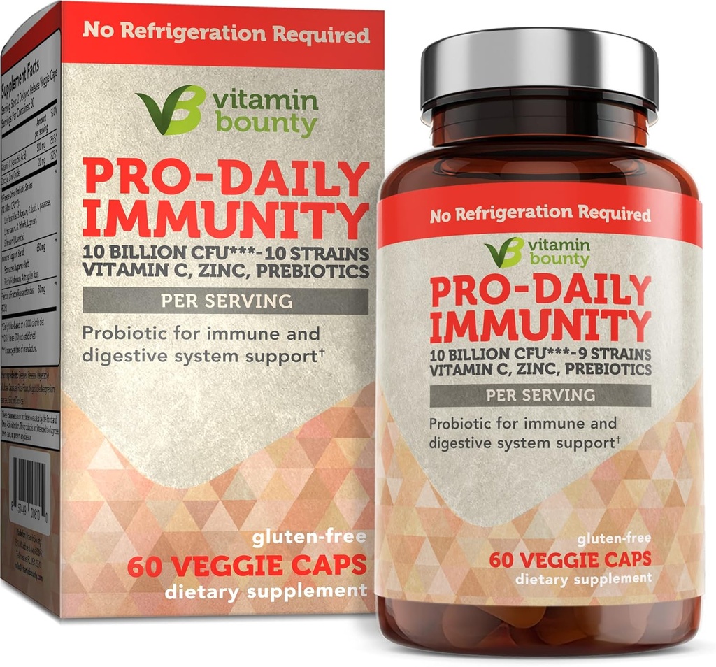 Vitamin Bounty Pro-Daily Probiotic - 10 Billion CFU Blend, Zink & Vitamin C für Verdauungsgesundheit, Immununterstützung Prebioitcs und Probiotics für Frauen und Männer - 60 Kapseln