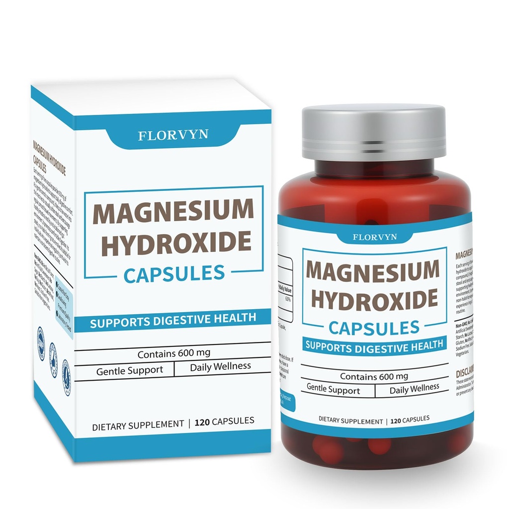 Magnesium Hydroxide Capsules, Gentle Osmotic Digestive Regularity Support, Helps Maintain Comfortable Bowel Routine, Daily GI Balance for Adults - 120 Capsules