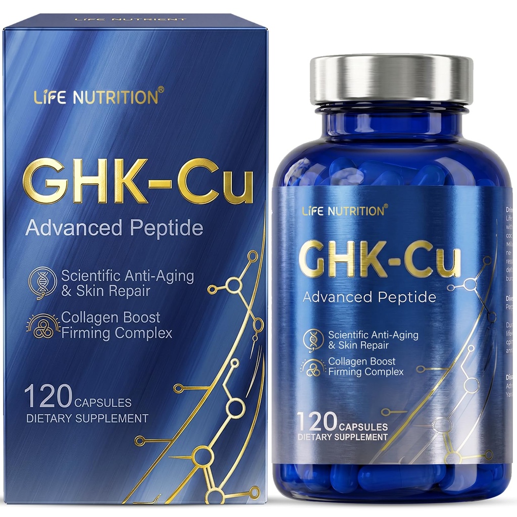 GHK-Cu Copper Peptide Supplement, 120 Capsules | Daily beauty-from-within support for skin, hair, and wellness routines in an easy capsule format