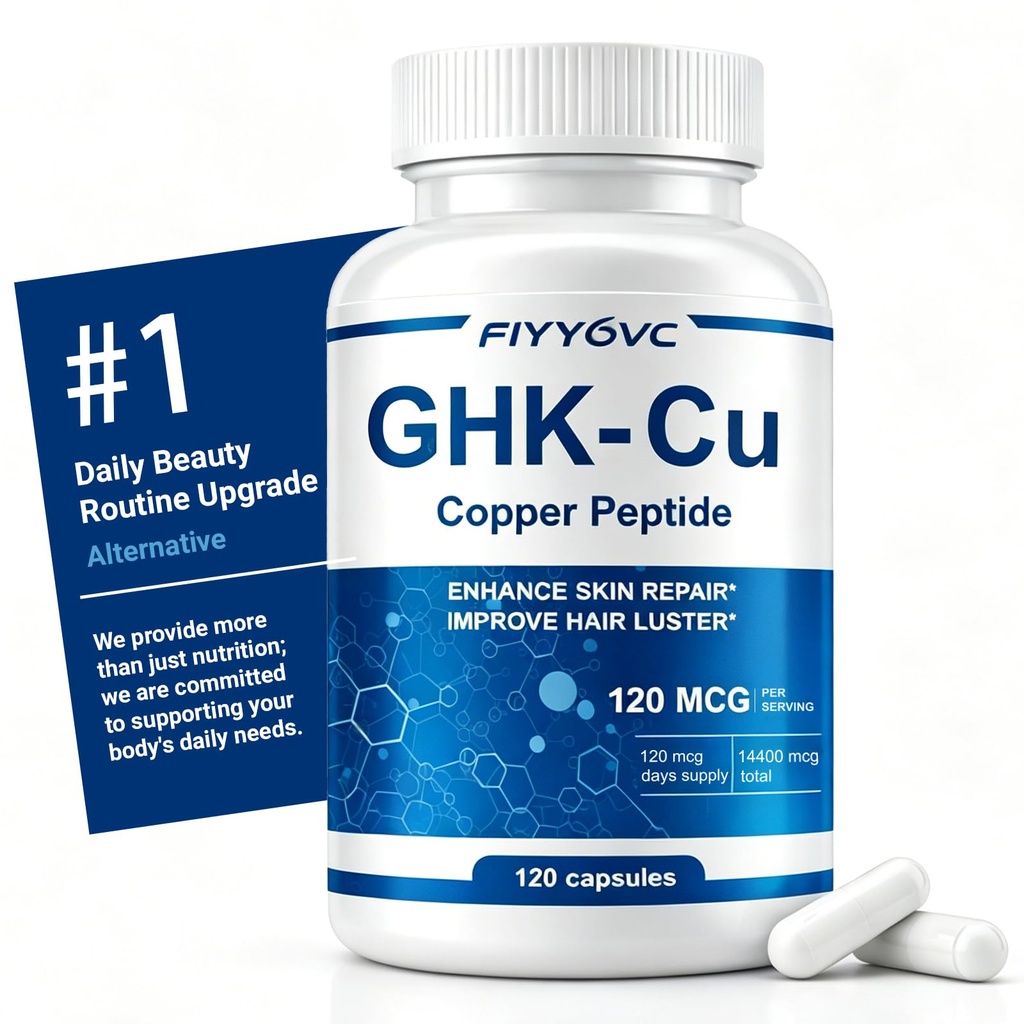 GHK-Cu Copper Peptide Supplement - Purely Vegan, Gluten-Free - Supports Skin Care & Hair Growth - Fast Absorbing - 120 Vegan Capsules