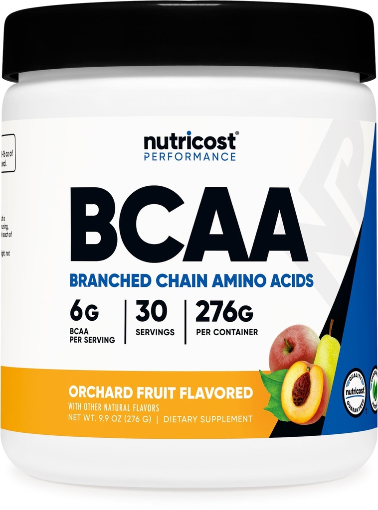Nutricost BCAA Powder 2:1:1 (Orchard Fruit) - Branch Chain Amino Acids, 6g Per Serving, Vegetarian, GMO-Free, Gluten-Free, 30 Servings
