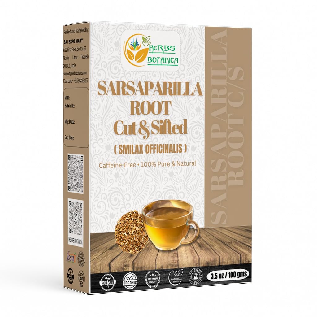 Herbs Botanica Organic Sarsaparilla Root/Sasperella Root for Herbal Tea Hemidesmus Indicus Sasparilla Natural Blood PurifierSkin Health, Immunity, and Joint Support 100g / 3.5 Oz