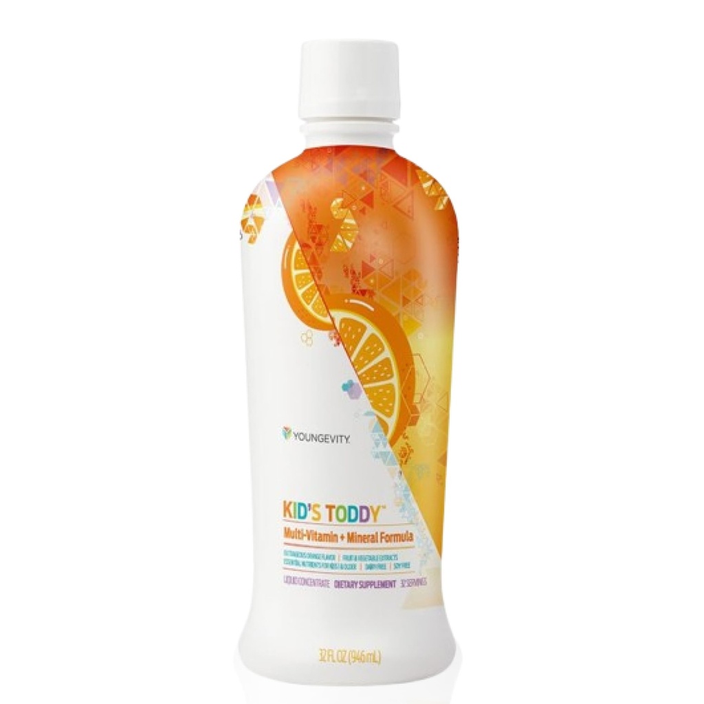 Youngevity Kid's Toddy™ - Mega Multivitamin for Kids & Children Age 2+ - 14 Vitamins, 10 Minerals, Phytonutrient Blend - Highly Absorbable - Great Tasting Orange 32 Fl Oz (Pack of 2)