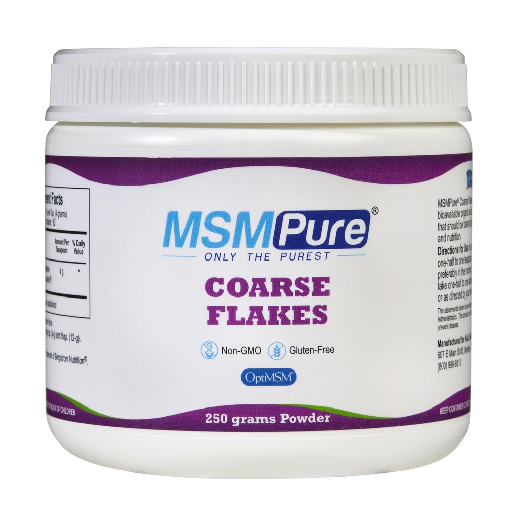 KALA HEALTH MSMPure Coarse MSM Powder Flakes – US-Made MSM für gemeinsame Gesundheit, Haut Aussehen und Haar- und Nagelunterstützung – 8.8 Unze, Bio Schwefel