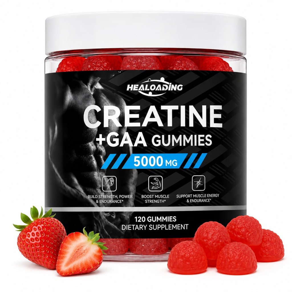 Creatine Monohydrate Gummies with GAA: Pre Workout Muscle Support Supplement for Men & Women - Fast-Absorbing, ATP Production, Post-Workout Recovery - 120 Count