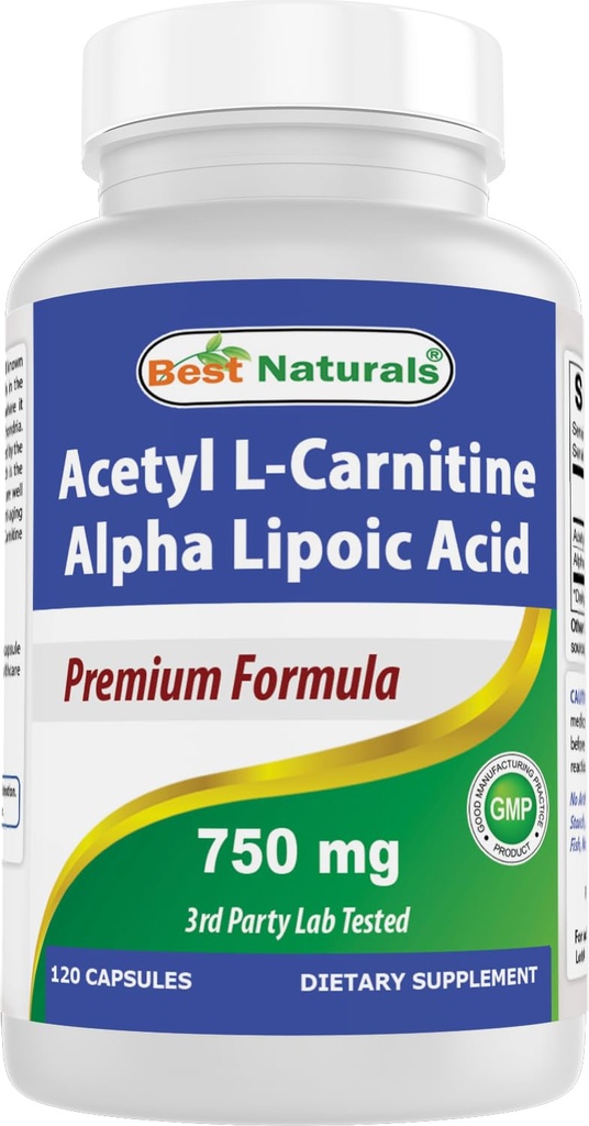 Best Naturals Acetyl L-Carnitin und Alpha Lipoic Acid 750 mg 120 Kapseln