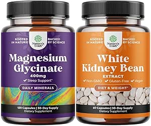Bundle von Magnesium Glycinate 400mg Kapseln und weißen Nierenbohnen Energie Booster - Weiße Nierenbohnen Extrakt Pille und natürliche vegetarische Ergänzungen