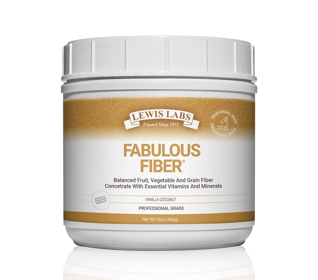 Lewis Labs Fabulous Fiber Powder Supplement | Delicious Quick Dissolve Daily Fiber Powder from Fruits, Vegetables & Grains | Professional Grade Vitamins Minerals Proudly Made in USA | 16 Unzen