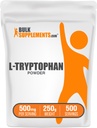 BulkSupplements.com L-Tryptophan Pulver - Tryptophan-Ergänzung, Aminosäure-Ergänzung - Glutenfrei, 500mg pro Servierung, 250g (8.8 oz) (Pack von 1)