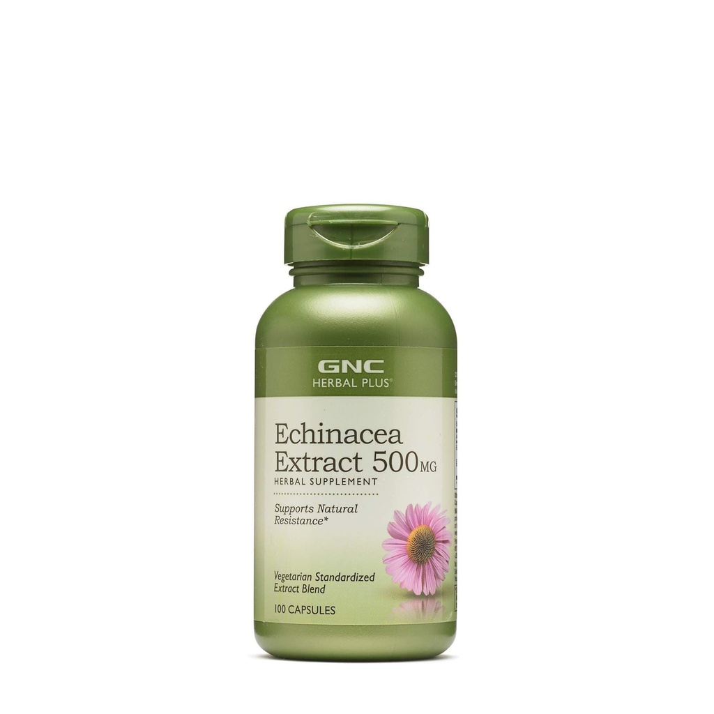 GNC Kräuter Plus Echinacea Extrakt 500mg Ergänzung, Vegetarisch, unterstützt natürlichen Widerstand, 100 Servierungen