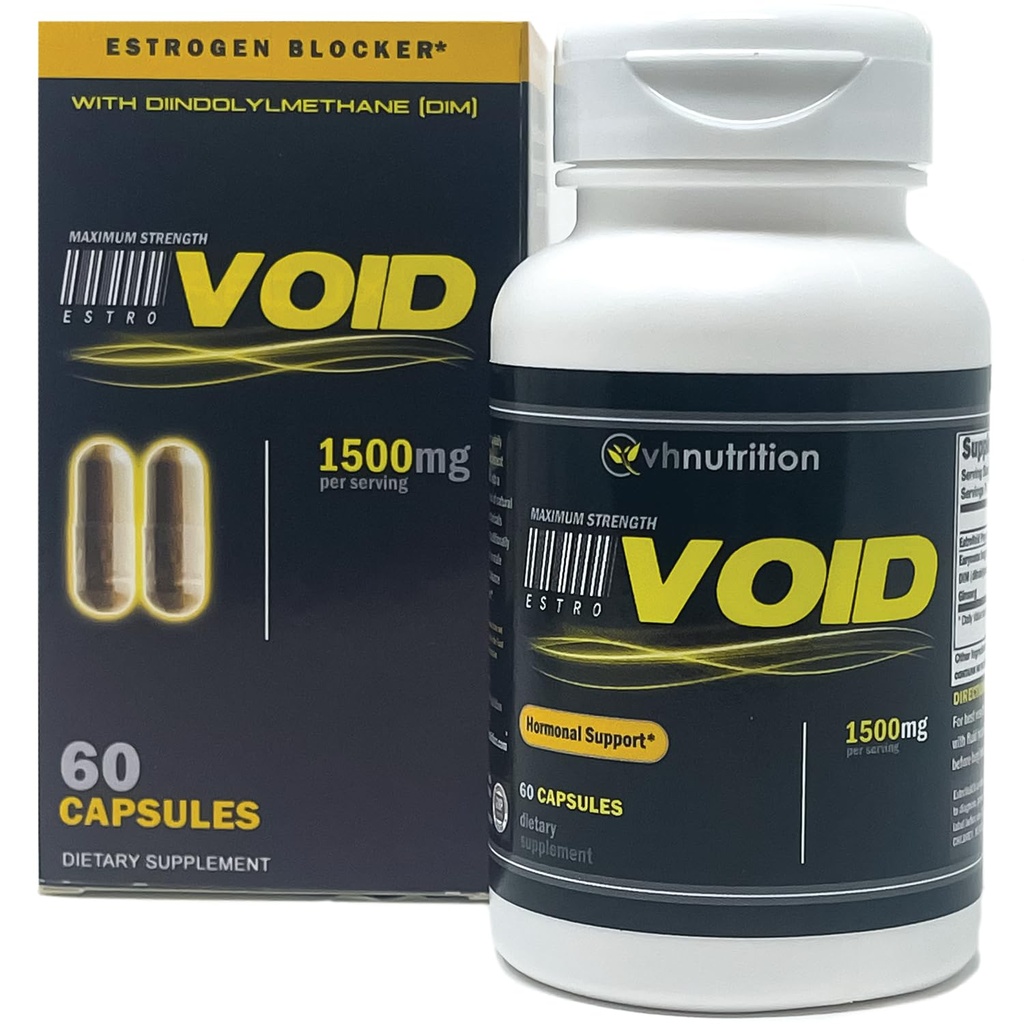 VH Nutrition ESTROVOID | Estrogen Blocker für Herren | 1500mg Max Strength Natural Aromatase Inhibitor* W/DIM, Longjack, Ashwagandha, Eleuthero, Cordyceps, Rhodiola, & Panax Ginseng