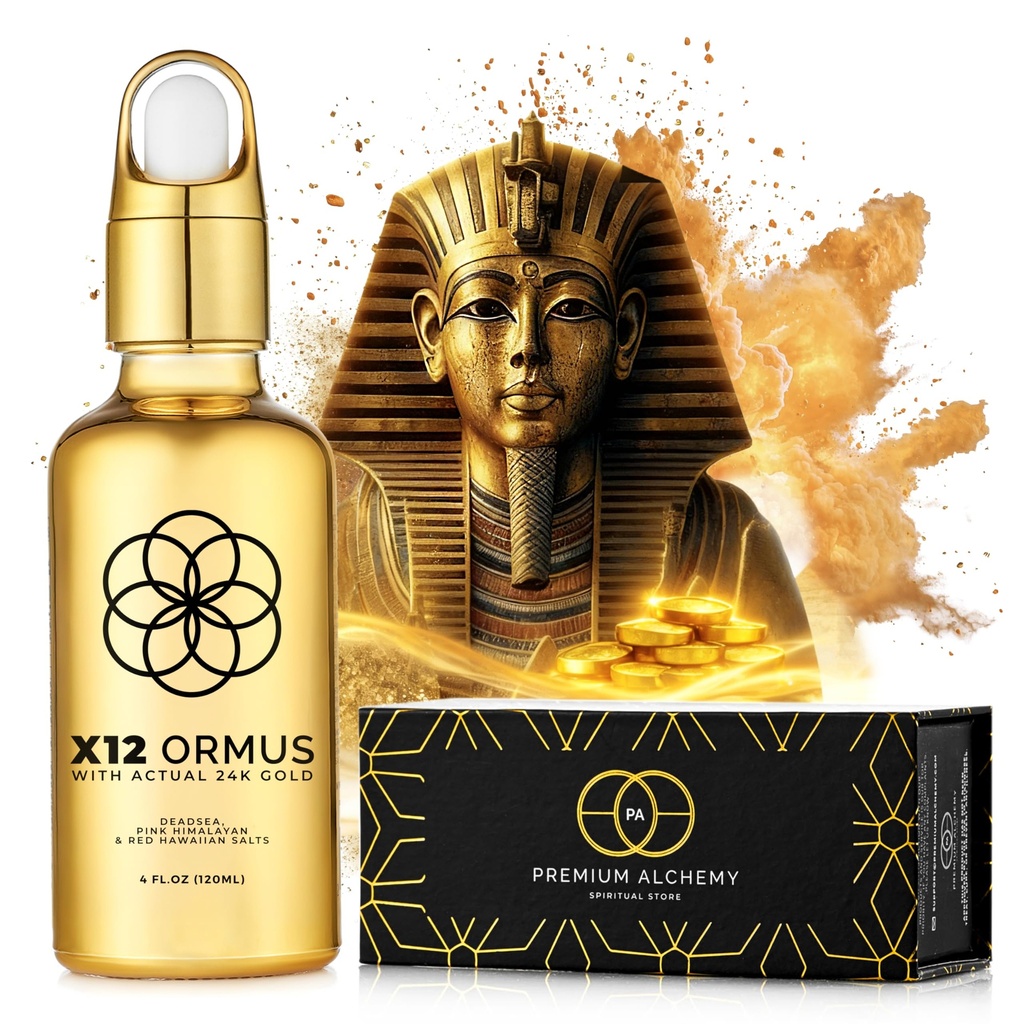 Ormus Monoatomic Gold Konzentrat X12 – Flüssiges Gold von Real Alchemists - 24k Food-Grade, Dead Sea & Himalayan Salt – unterstützt Pineal Gland, Lucid Dreaming, Meditation