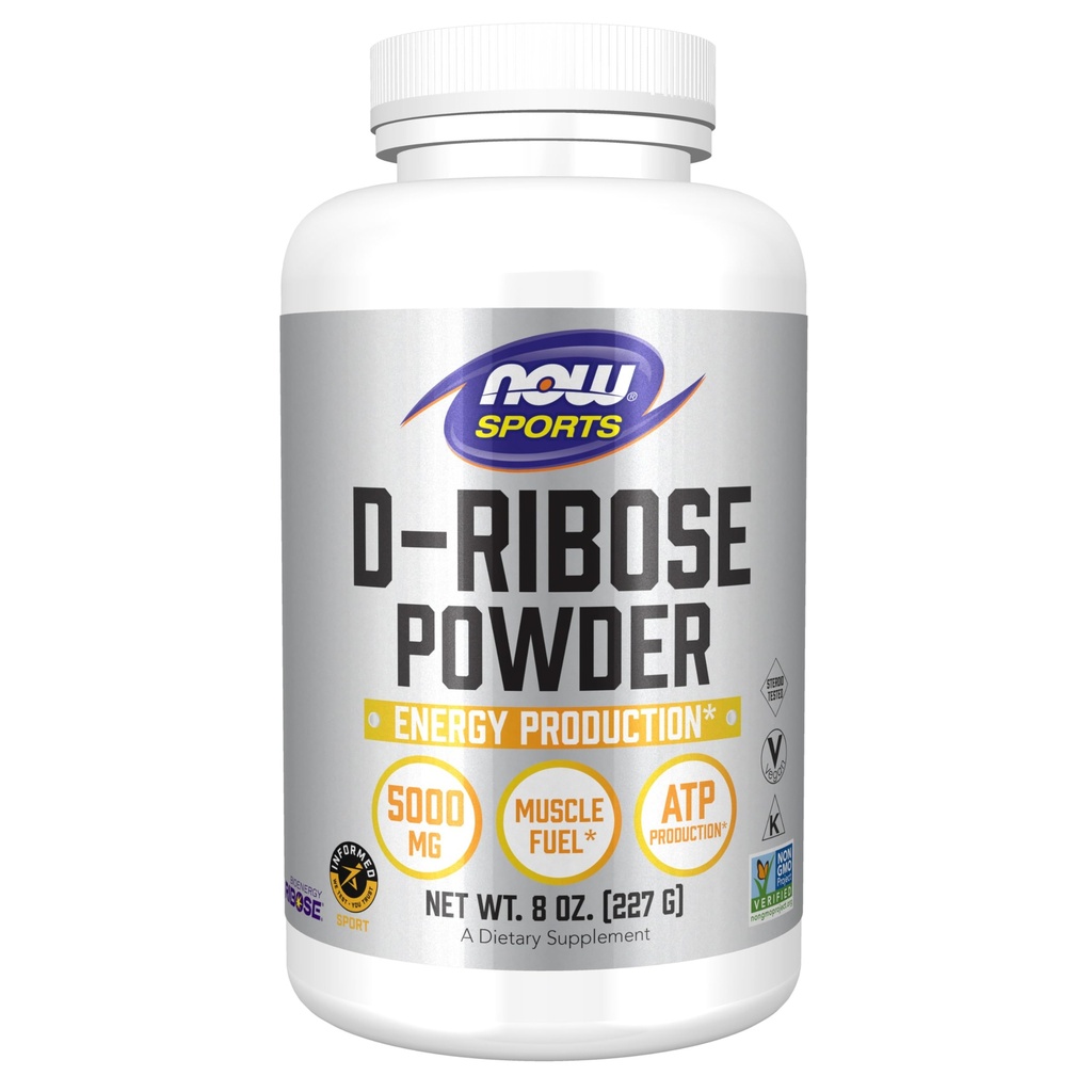 NOW Foods Sports Nutrition, D-Ribose Powder 5.000 mg, Zertifizierte Non-GMO, Energieproduktion*, 8-Ounce