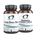 Designs for Health Magnesium Glycinate Complex (60 Kapseln) & Twice Daily Multi (60 Kapseln) Bundle - Premium Multivitamin mit Folate & High Absorption Magnesium Supplement