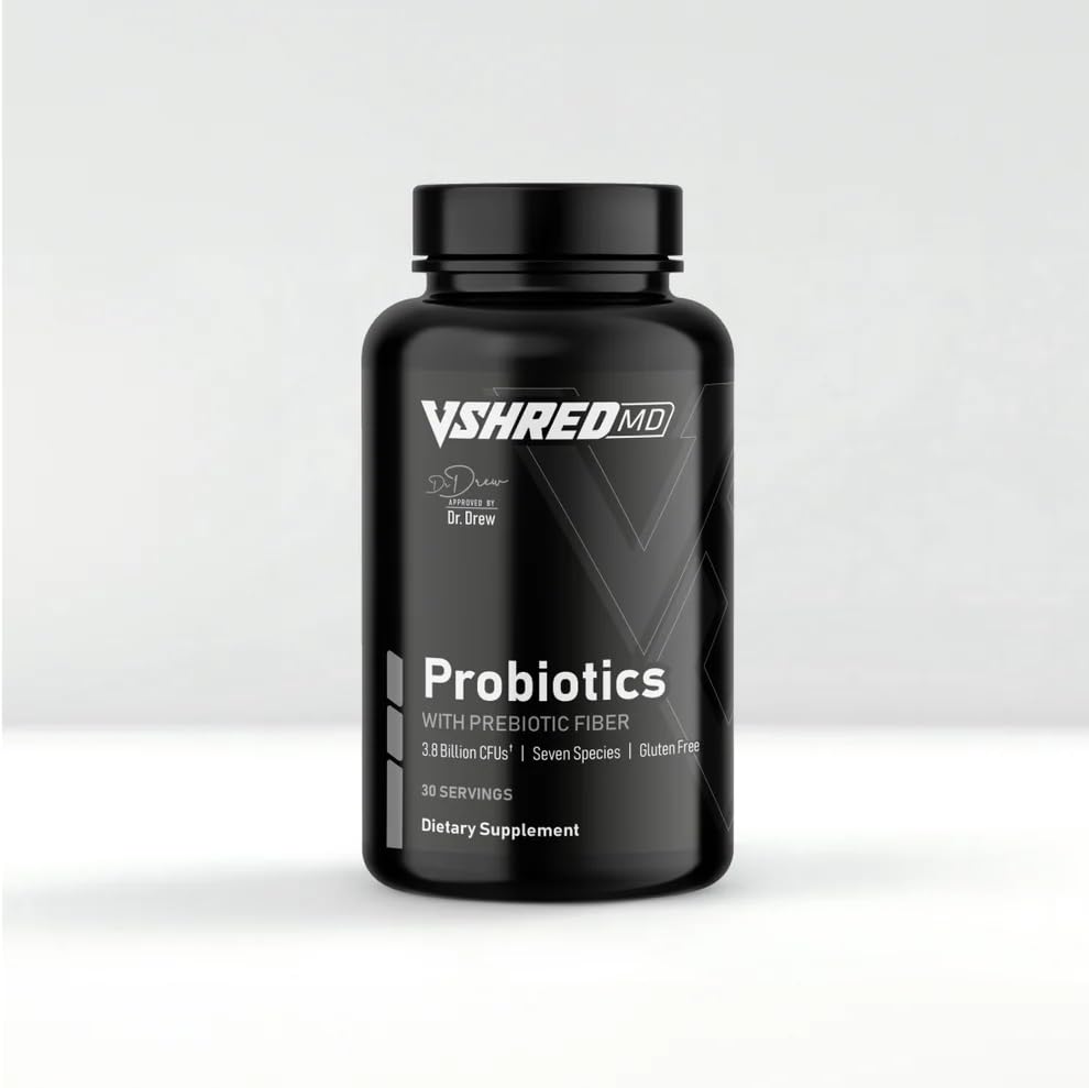 V Shred MD Probiotics – Dr. Drew Approved Digestive Health & Immune Support – Advanced Gut Health Formula with Lactobacillus Acidophilus & Bifidobacterium Bifidum – Promotes Regularity