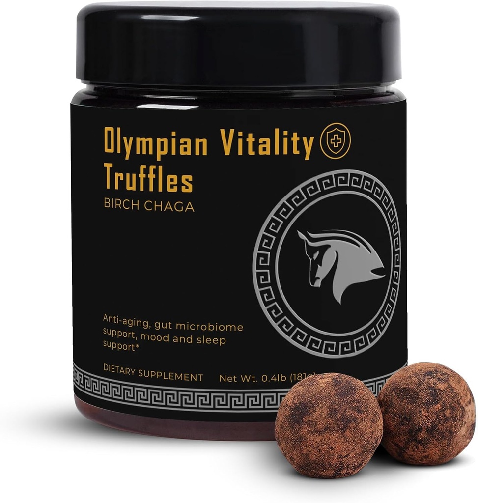 Olympian Vitalität Trüffel | Natürliche Gut Gesundheit Dessert & Gut Detox Supplement + Schlaf-Unterstützung | Humic & Fulvic Acid Organic Pure Cacao & Date | Non GMO & Organic | Spartan Bee Brot Marke