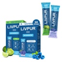 LIVPUR Electrolyte Hydration Powder, Cool Lime & Blue Raspberry, 16 Sticks | Variety pack with essential amino acids and vitamins C, B6, B12; single-serve instant sports drink mix
