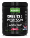 PEScience Greens Powder Superfood with Natural Chlorophyll, Reishi & Turkey Tail Mushroom Powders, Freeze-Dried Kale, Spinach, Broccoli Sprouts - Berry Flavor, 30 Servings