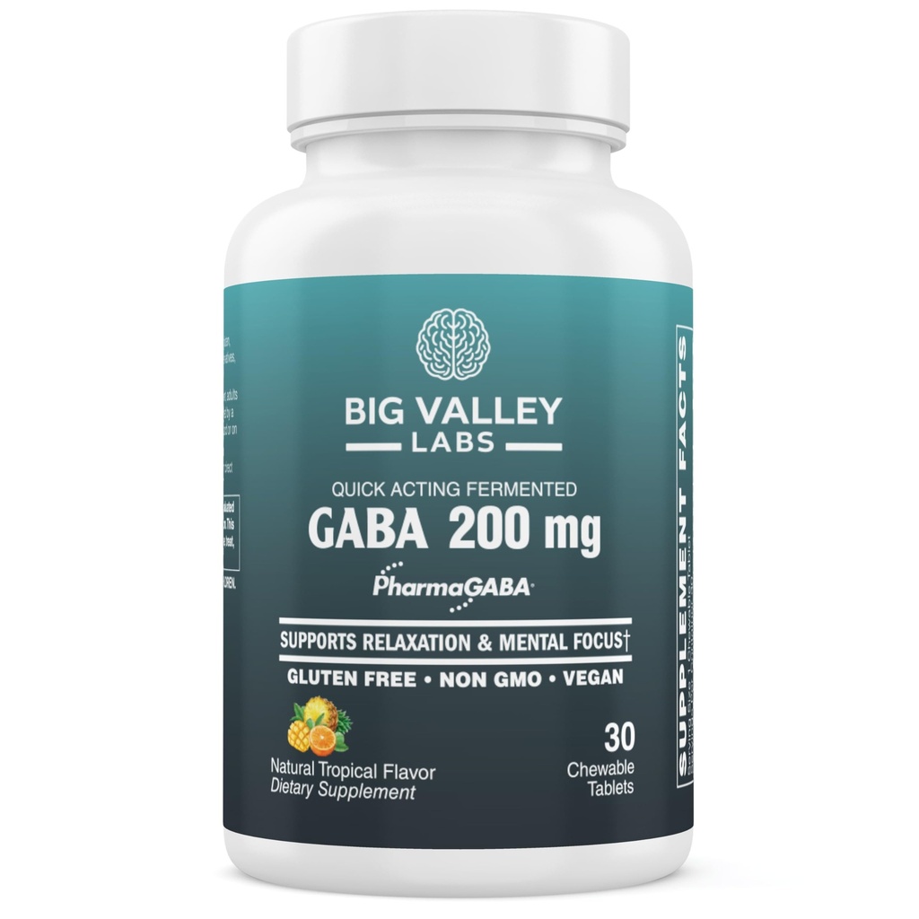 GABA 200 mg Chewable Tablets – PharmaGABA® for Relaxation & Daily Calm – Tropical Flavor – Vegan, Non-GMO, Gluten-Free – 30 Chewables