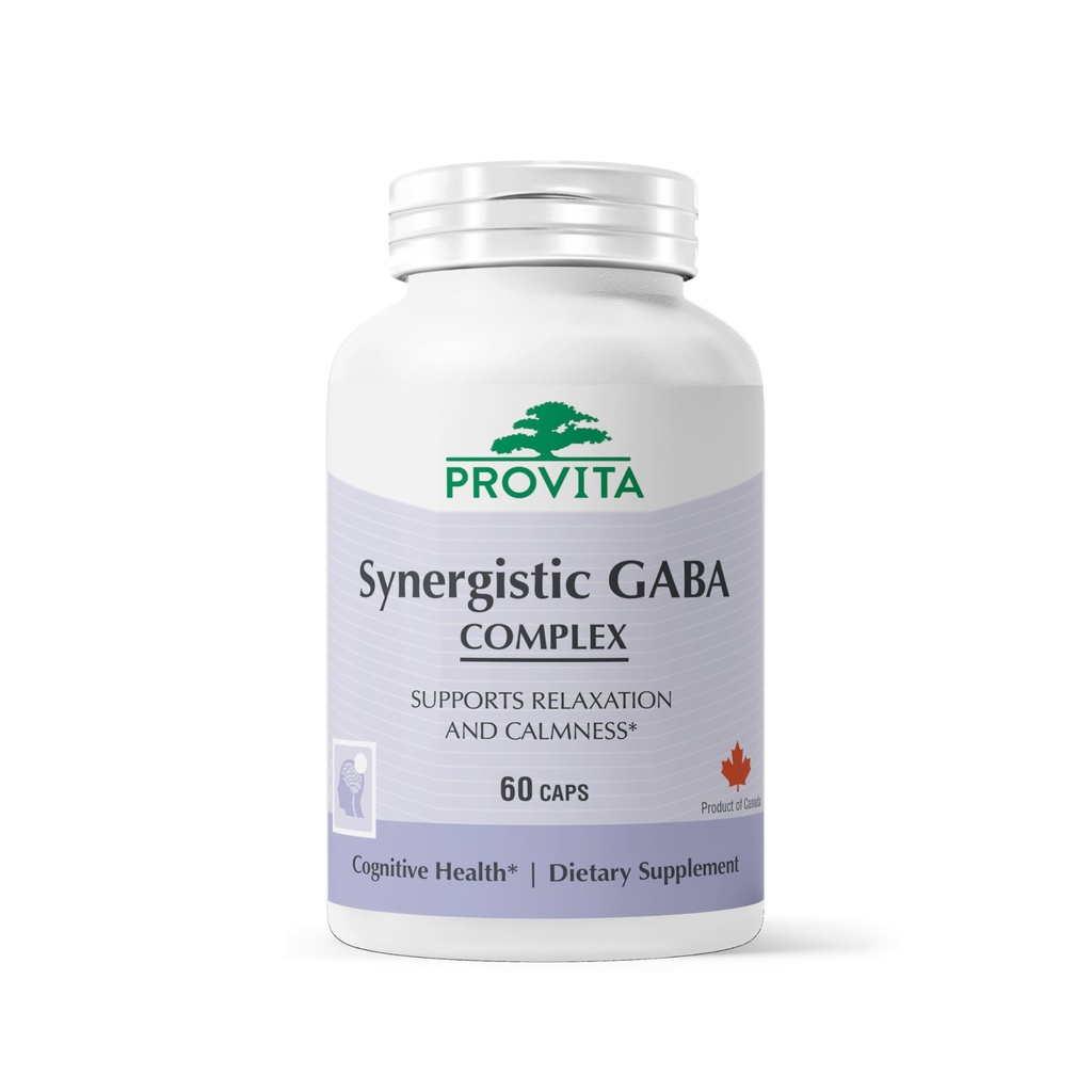 PROVITA Synergistic GABA Complex | GABA Supplement | with B6 & Glutamic Acid | Stress Relief Supplement | Mood Support | Relaxation & Calmness | Brain Support | Mood Enhancer | 60 Veg Capsules