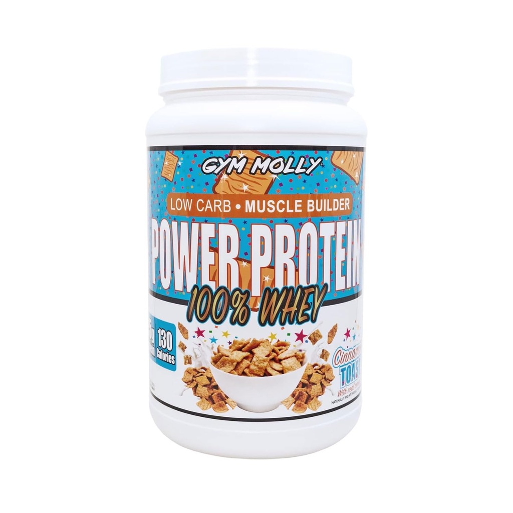 Gym Molly Power Protein Powder, 100% Whey Protein Isolate, 25g of Protein, 5.5g BCAAs, Fast Absorbing - Ready to Give You Fuel Around the Clock - 2lbs, Cinnamon Flavored